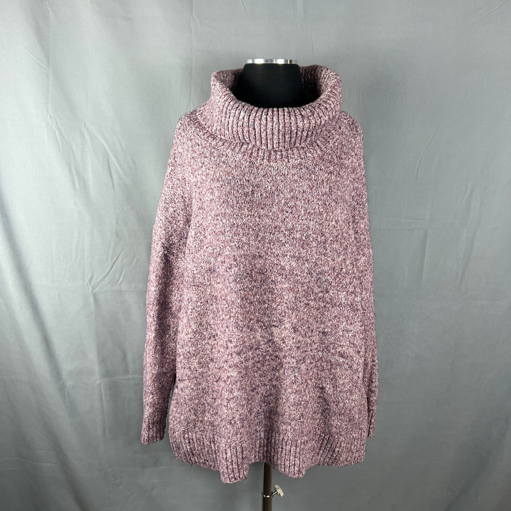 Old Navy Sweater Womens XL Heather Purple Cotton Stretch Slouchy Turtleneck Rib
